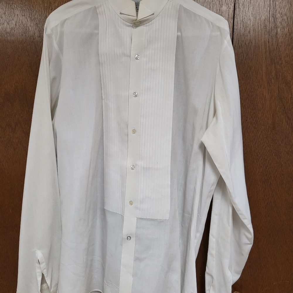 Big and Tall White tuxedo shirt used